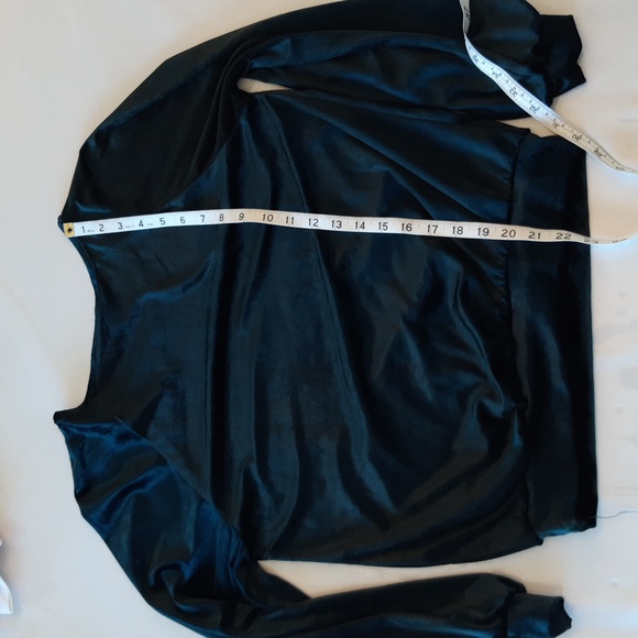 GUC Maeve by Anthropologie Forest Green Velvet Knit Top Sz Small - Picture 6 of 6